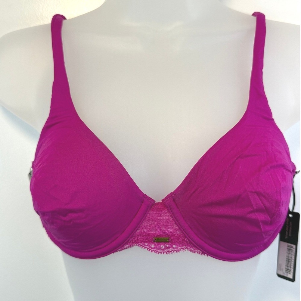 NWT BeMe New York Womens Demi Bra Magenta‎ Purple Lace Underwire 34B Romantic
